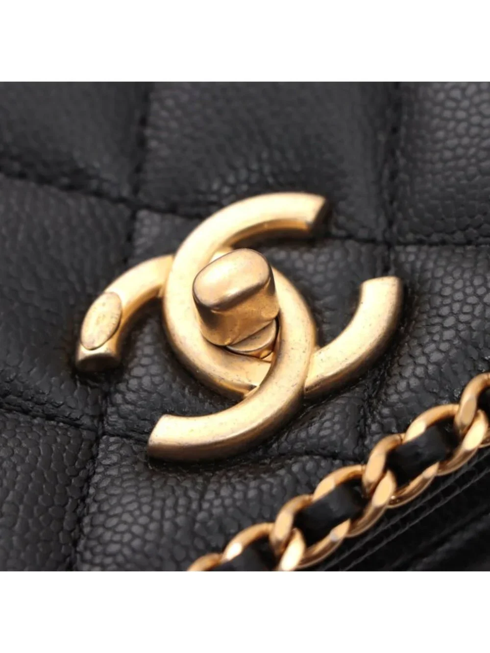 Chanel Quilted Chain Trim Full Flap Shoulder Black Bag Caviar Leather